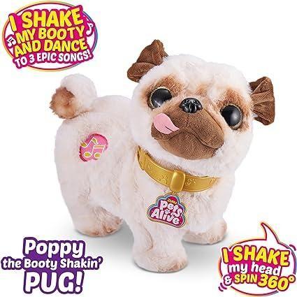 Light Gray Zuru Pets Alive Pug Shaking Pug 9521 - Moving Puppy Pal Toyzoona 81AXriqsBQS._AC_SX425.jpg Action Toys