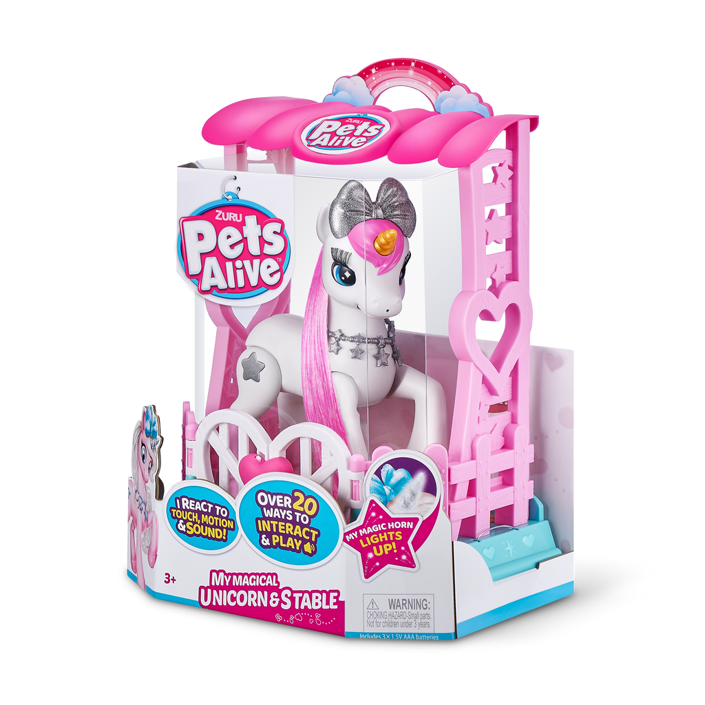 Thistle Pets Alive My Magical Unicorn in Stable Battery-Powered Interactive Robotic Toy Playset 9502 by ZURU HALSON ENTERPRISE 9502_PETS_ALIVE-ROBOTIC-SERIES_1_Unicorn_Playset-White_02.png Action Toys