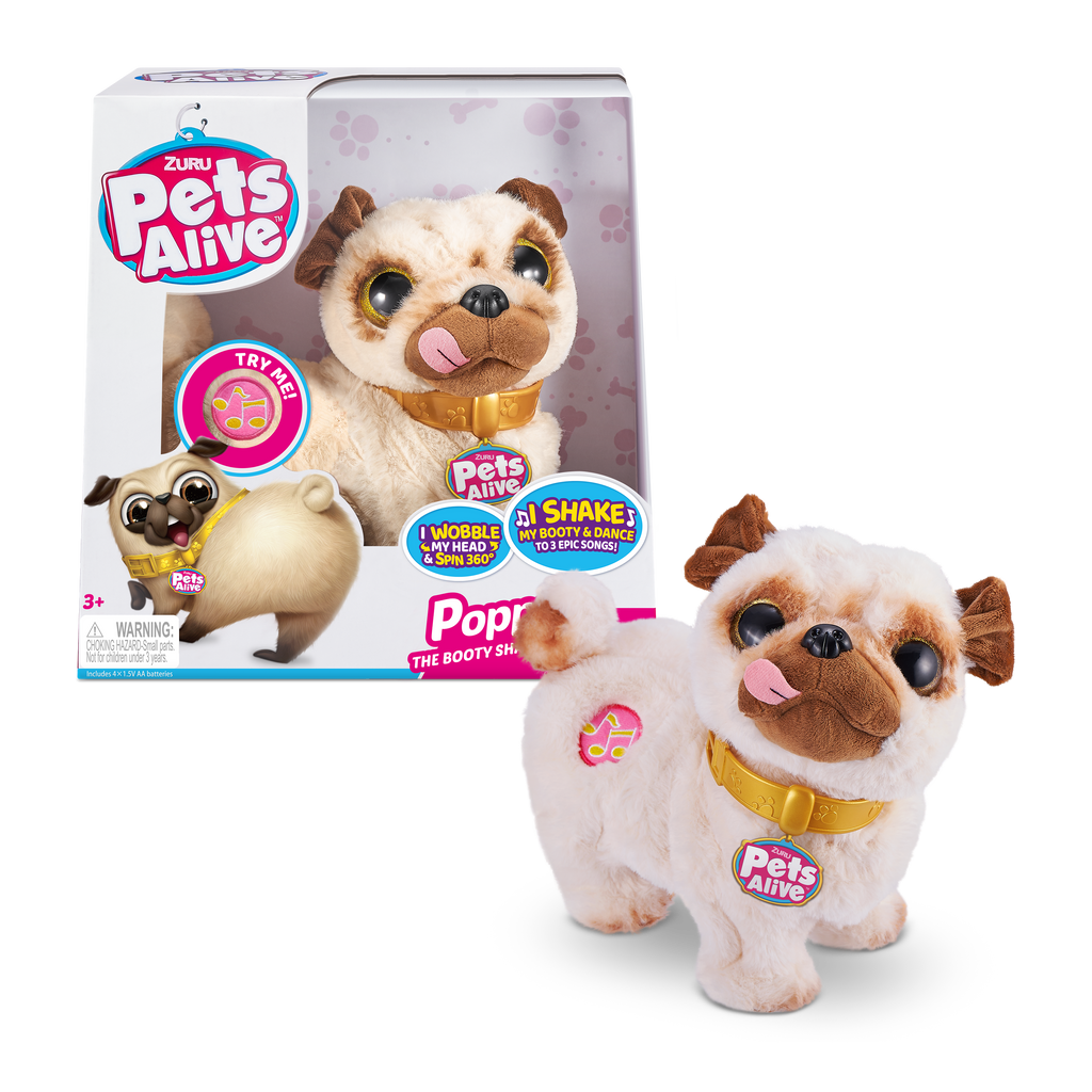 Light Gray Pets Alive Poppy The Booty Shakin’Pug – Interactive Dancing Plush Puppy 9521 by ZURU Toyzoona 9521_PETS_ALIVE-PUG-SERIES_1_Booty_Shaking_Pug_Window_Box_01-1.png Action Toys