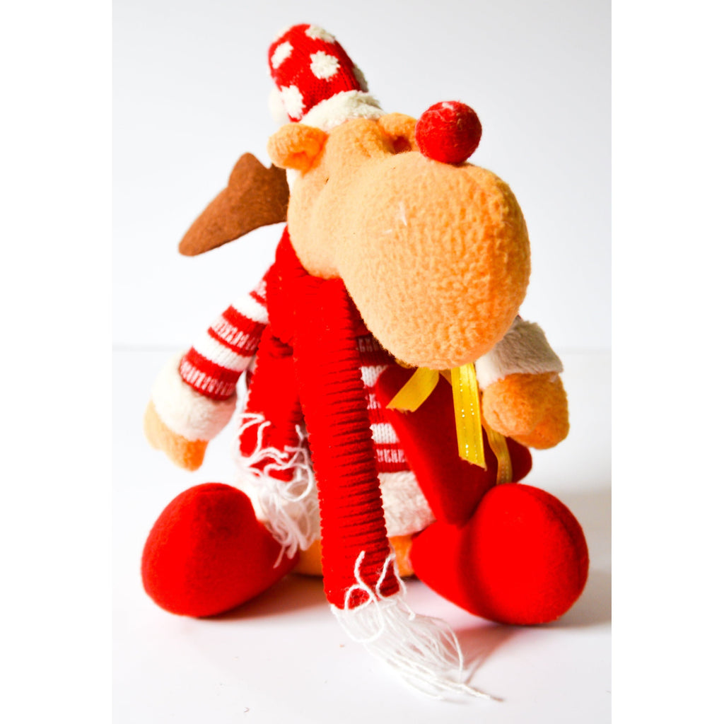 Antique White Moose with Scarf Christmas Decor Toyzoona CR156.jpg Seasonal