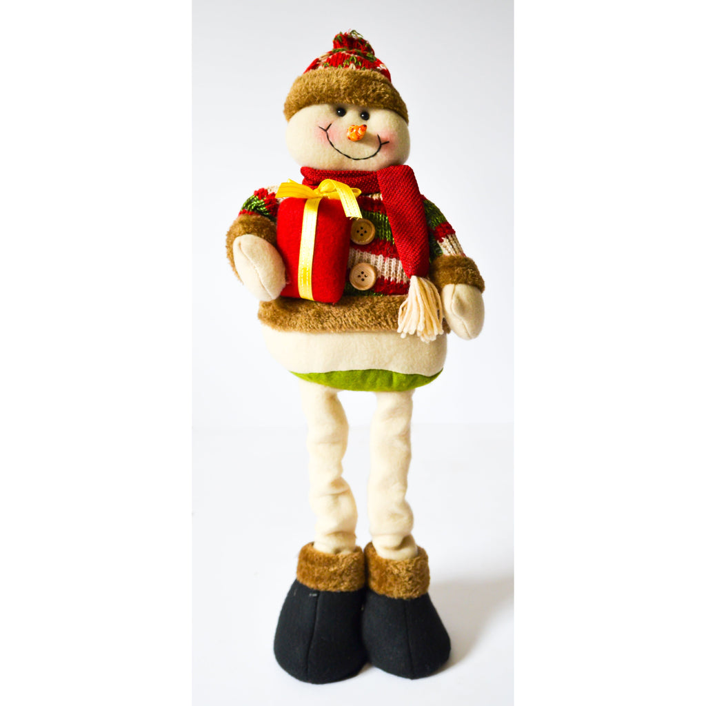 Beige Snowman Holding Present Christmas Decor Toyzoona CR164.jpg