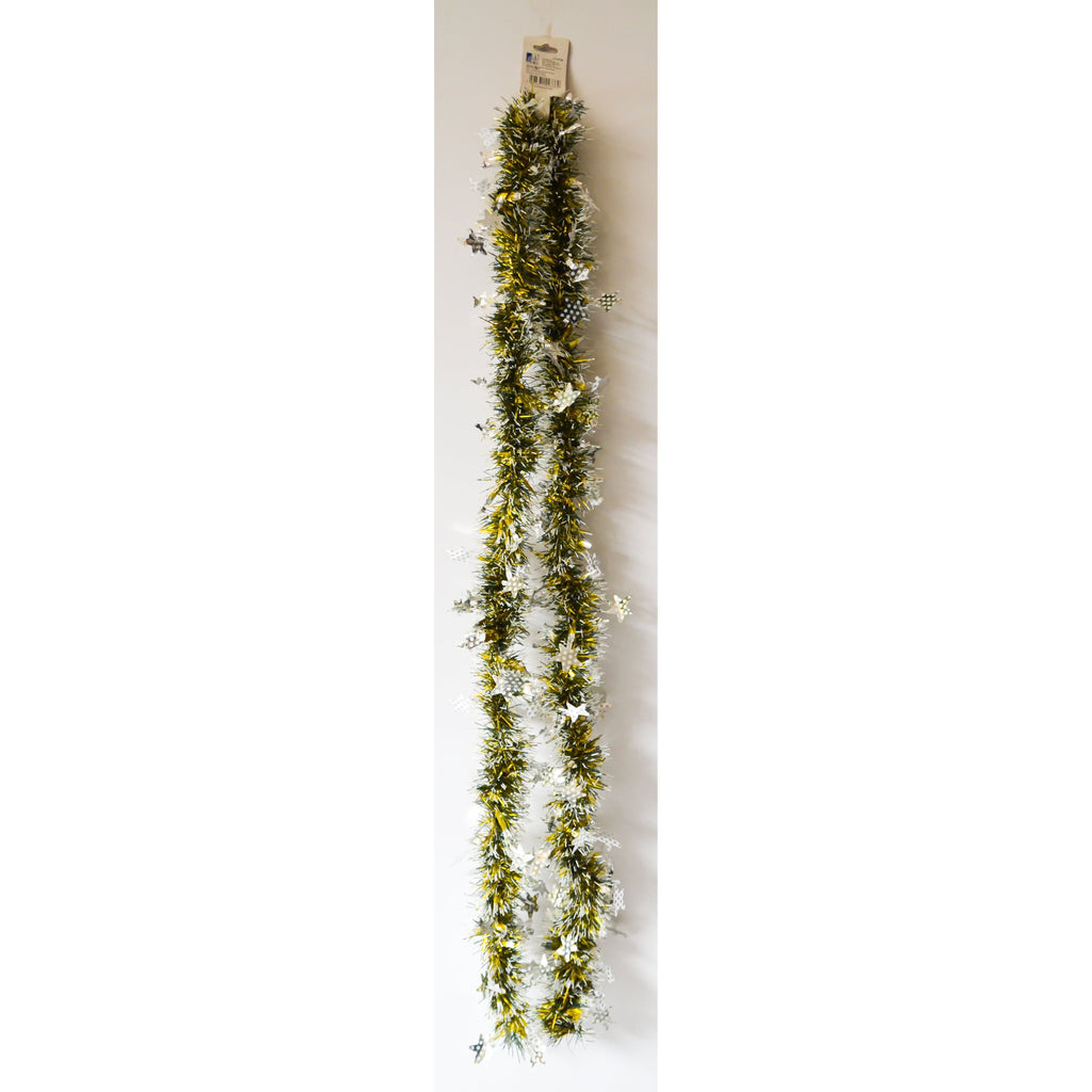 Light Gray Green Gold Star Garland Christmas Decor Toyzoona CR99.jpg Seasonal