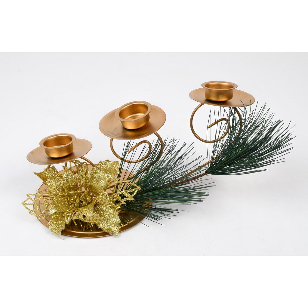 Beige Candle Gold Leaf Christmas Decor 19DM248 Toyzoona DSC_4784.jpg Seasonal