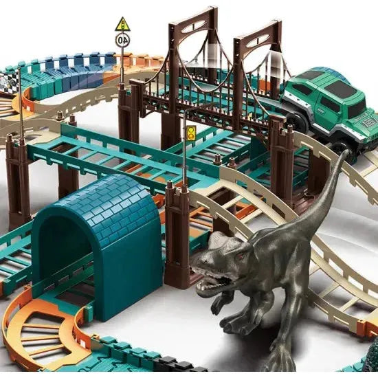 Dark Slate Gray Dino Electric Track with Dino Car HALSON ENTERPRISE Electric-Dinosaur-Track-Toy-Sets-DIY-Educational-Toys-B-O-Series-Simulation-Dinosaur-Car-Colorful-Track_1.webp Vehicle and Remote Control