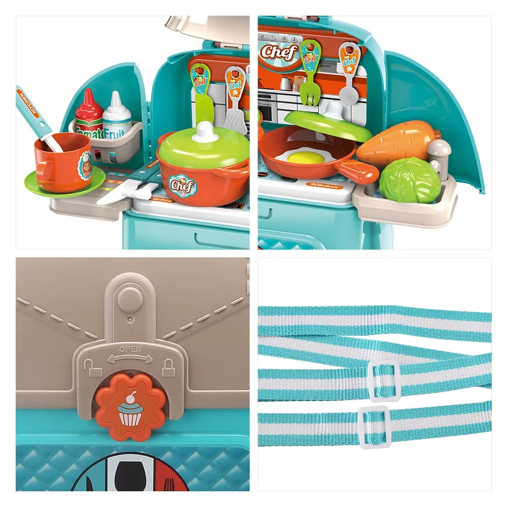 Gray Kitchen Little Chef Set for Kids | 2-in-1 Cooking Playset & Backpack | Pretend Play Kitchen Toy for Boys & Girls Ages 3+ HALSON ENTERPRISE H5dfec74401e041fda4089a5d1245c1c7S.jpg Action Figures and Play Sets