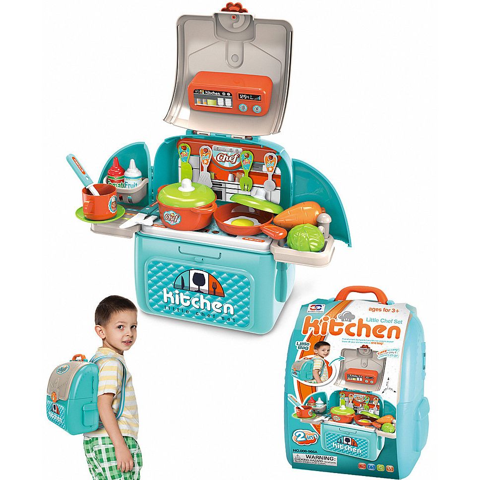 Light Gray Kitchen Little Chef Set for Kids | 2-in-1 Cooking Playset & Backpack | Pretend Play Kitchen Toy for Boys & Girls Ages 3+ HALSON ENTERPRISE Hbca142a969824ddaba2caa02c74a97b8H.jpg Action Figures and Play Sets
