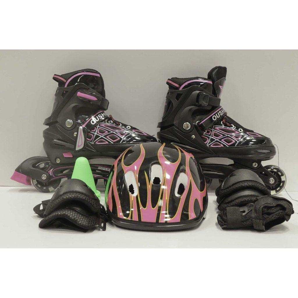 Gray Roll with Confidence – Skate Shoes Black and Pink Small Toyzoona SkateShoesBlackAndPinkSmall.jpg Outdoor Play