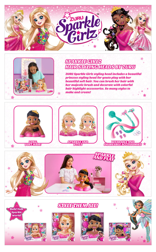 Light Gray Sparkle Girlz Styling Head 100499 by ZURU HALSON ENTERPRISE StylingheadsEBCR1.jpg Dolls and Accessories