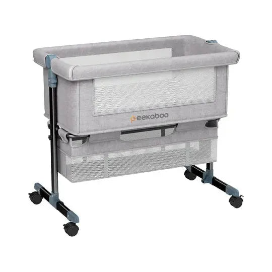 Gray Peekaboo Bedside Crib With Storage Grey Toyzoona peekaboo-bedside-crib-with-storage-grey-toyzoona-1.webp Infant Toys