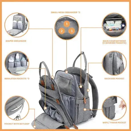 Rosy Brown Peekaboo Diaper Bag Grey Toyzoona peekaboo-diaper-bag-grey-toyzoona-3.webp Infant Toys