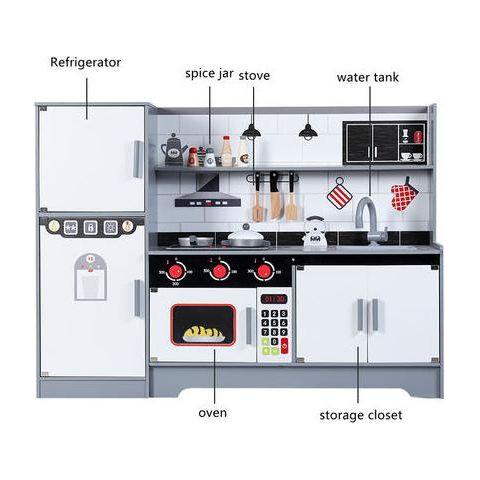 Dark Slate Gray Wooden Kitchen with Refrigerator HALSON ENTERPRISE wooden-toys.jpg Dolls and Playsets