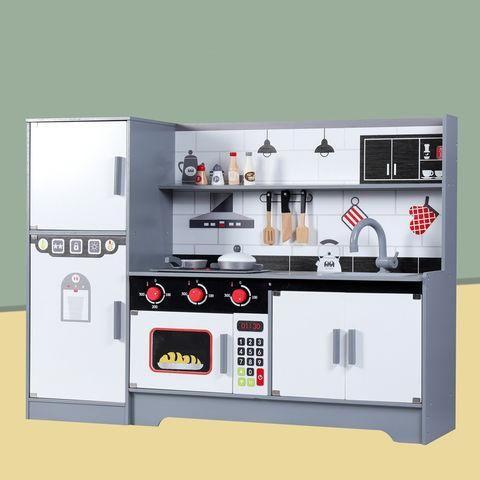 Dark Gray Wooden Kitchen with Refrigerator HALSON ENTERPRISE wooden-toys_2.jpg Dolls and Playsets