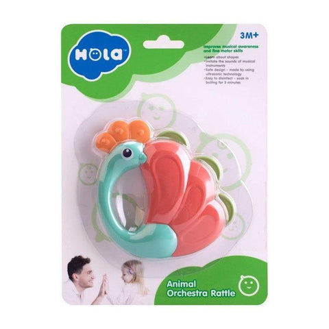 Light Gray Hola Peacock Rattle E318B-1 - Colorful Sound Toy for Babies TOYZOONA LIMITED hola-peacock-rattle-e318b-1-toyzoona-1.jpg Infant Toys